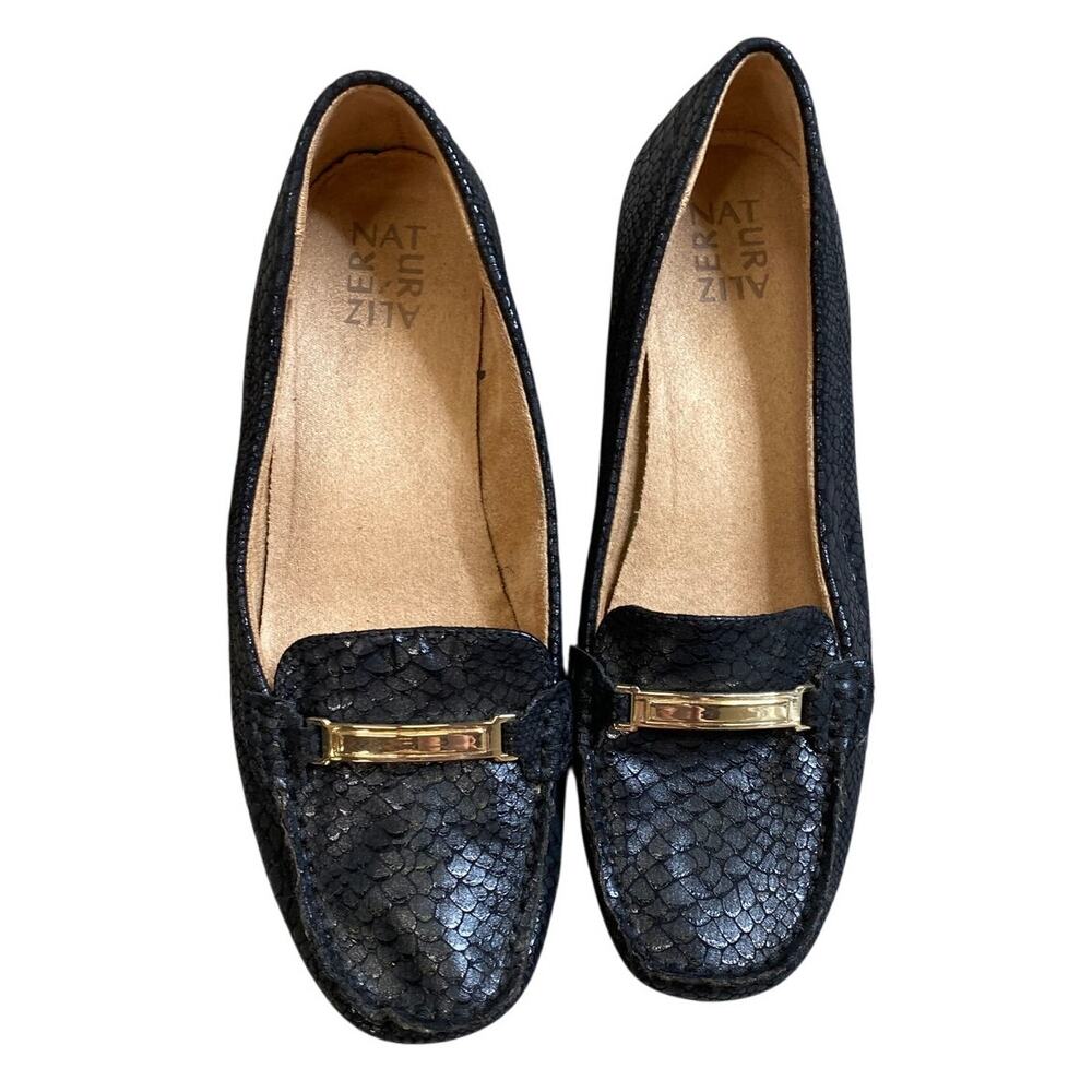 Naturalizer Women's Gadget Black Snake Print Loafer, 9.5